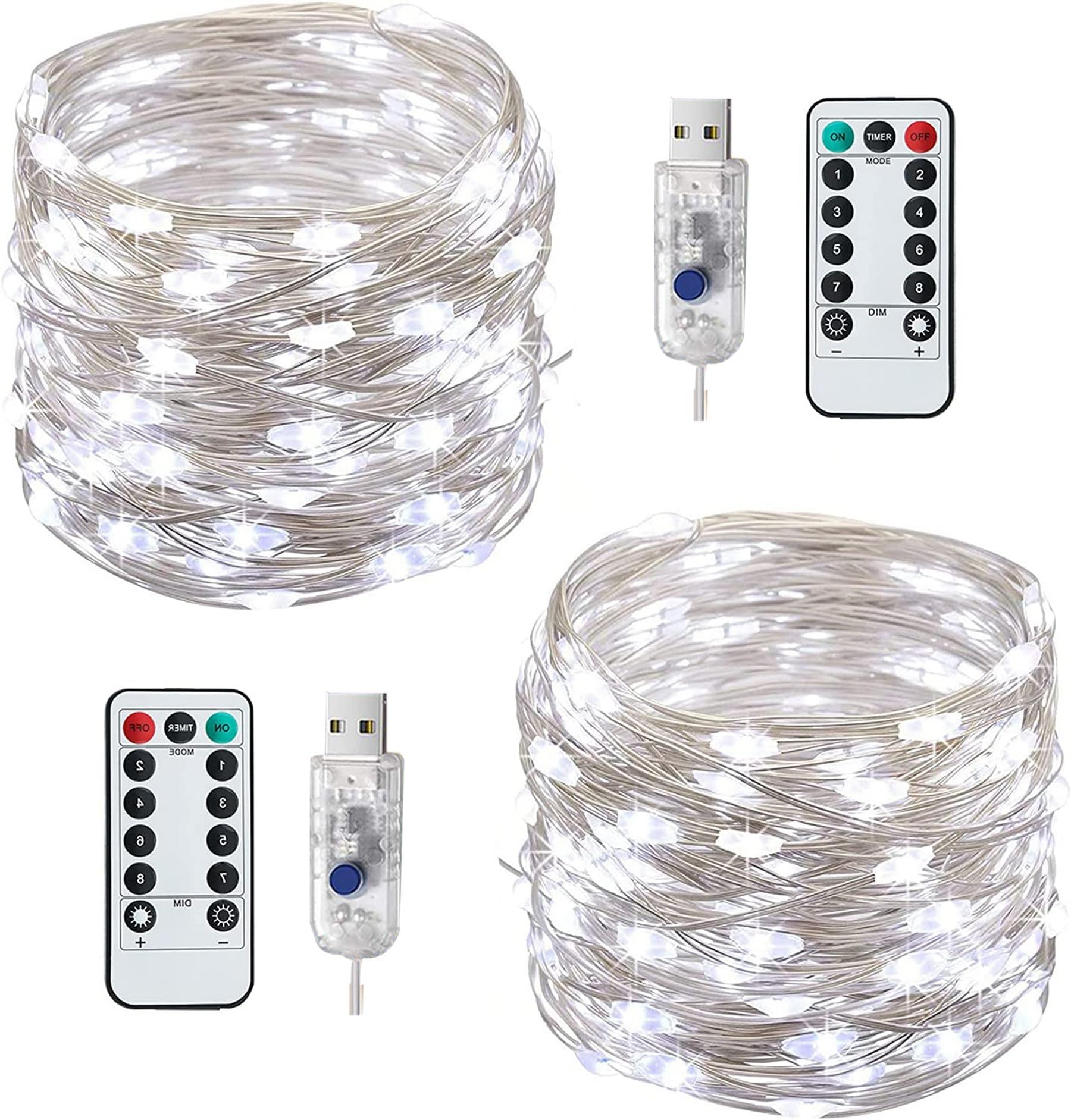 Lezonic 120LED USB String Lights,2 Pack 12M Fairy Lights Plug in Powered