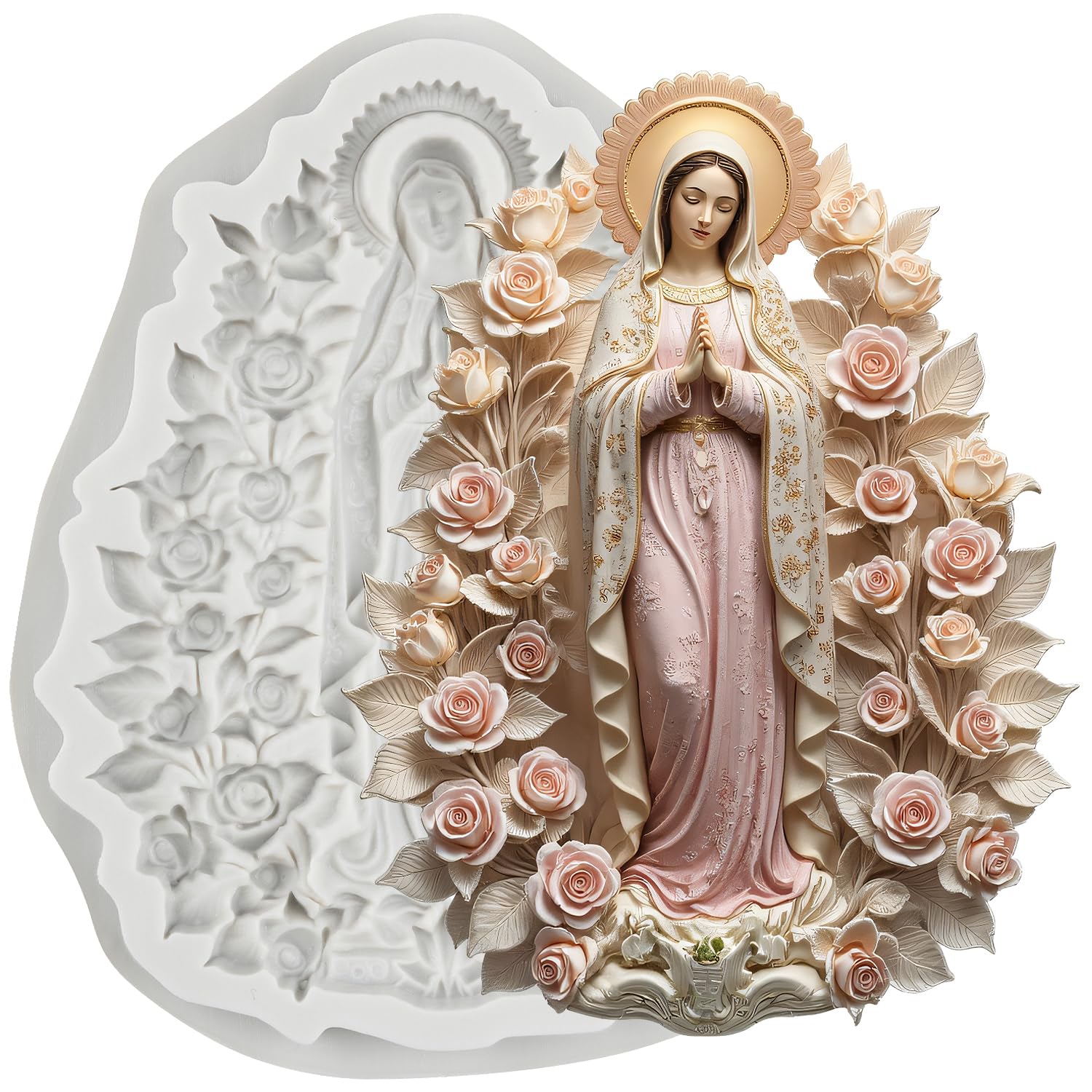 Flower Madonna Polymer Clay Mold Virgin Mary Silicone Molds for DIY Crafts Epoxy Resin Casting Air Dry Polymer Clay Plaster Jewelry Making-image-23