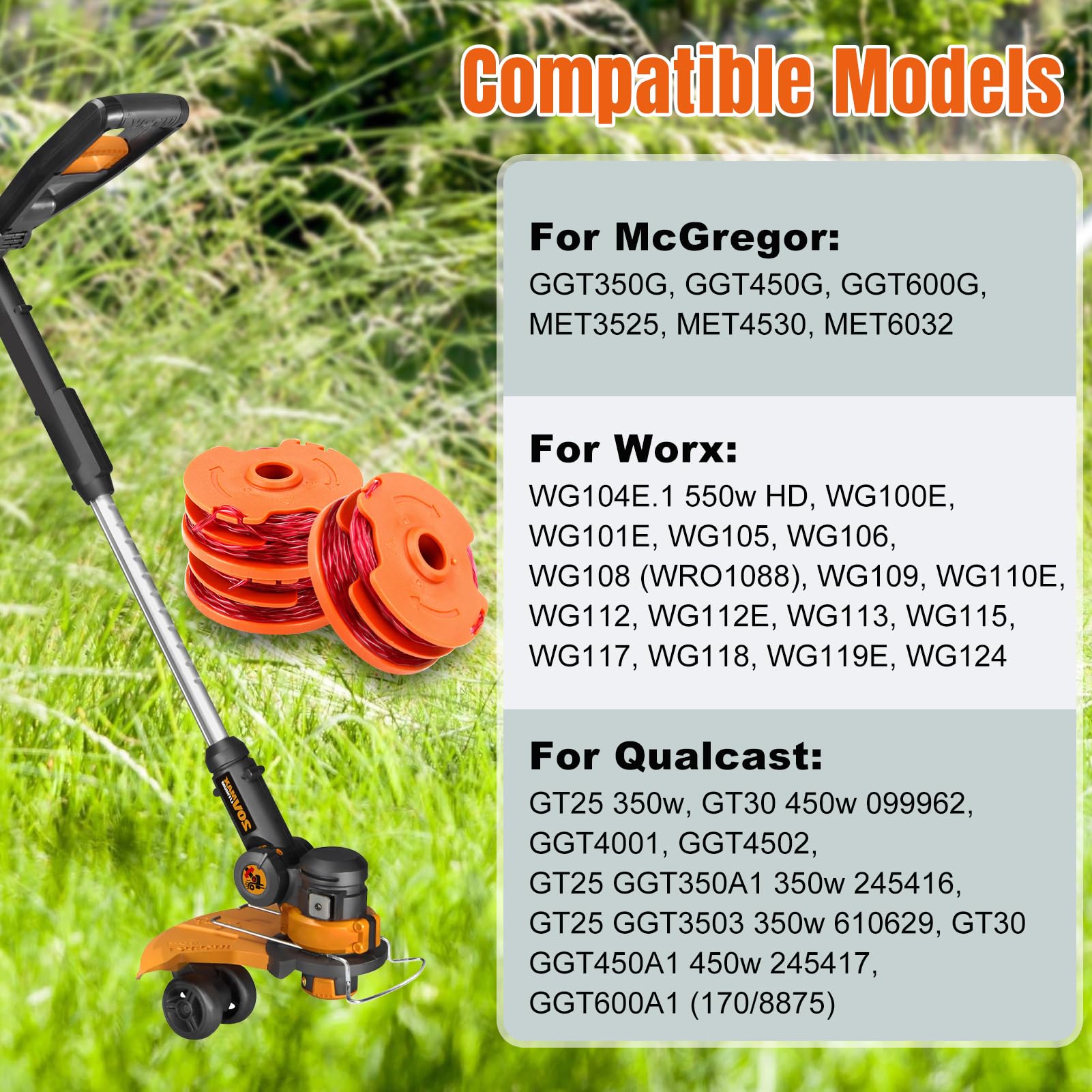 6 Stuks Grasmaaier Automatische Spoel Vervangingsset - Past Op McGregor, Worx, Qualcast En MacAllister (WX100)