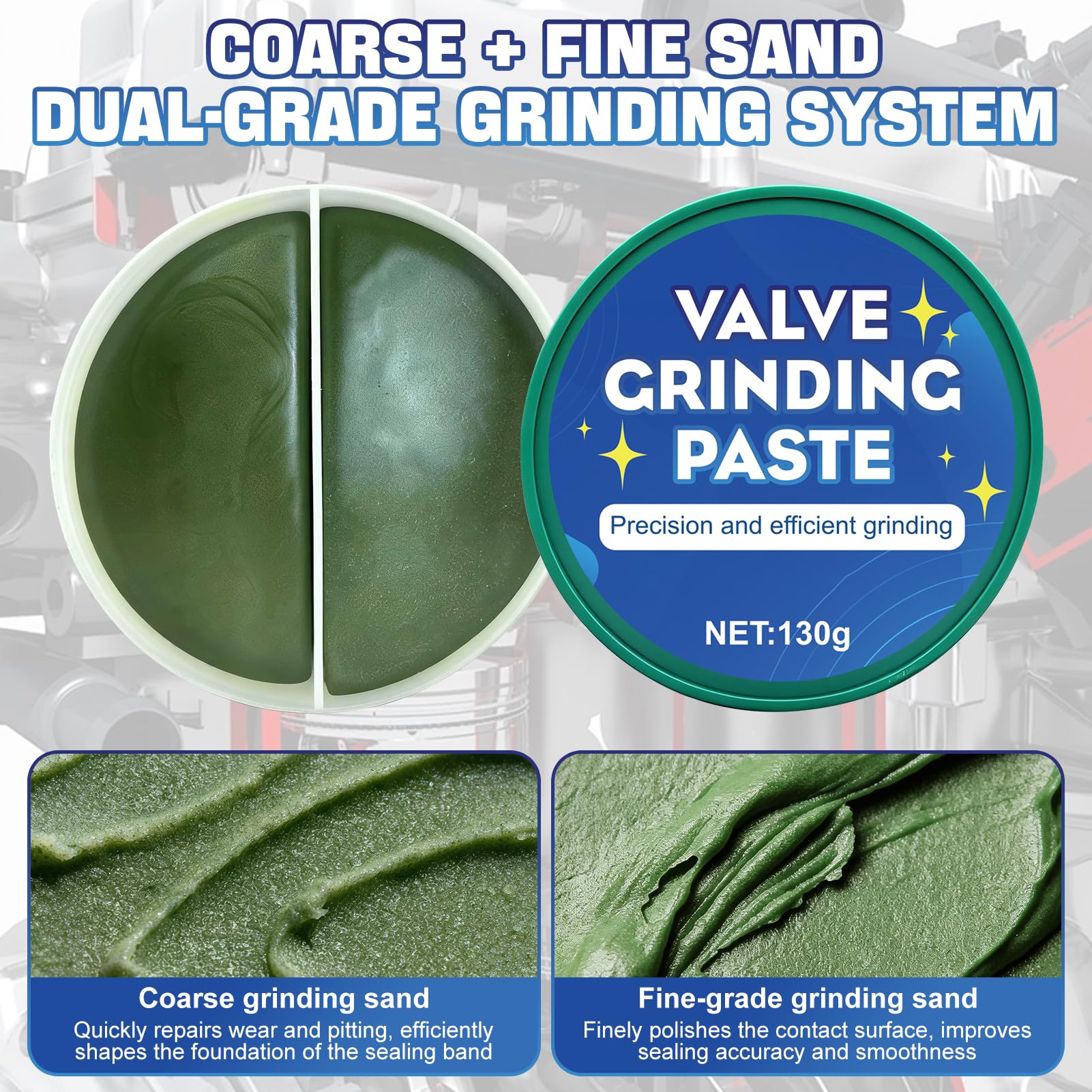 190g Kit di Smerigliatura Valvole, Pasta Abrasiva Auto, Pasta Abrasivo per Valvole, Rettifica di Precisione, Adatta per la Riparazione di Motociclette, Automobili, Motori Veicoli, ecc