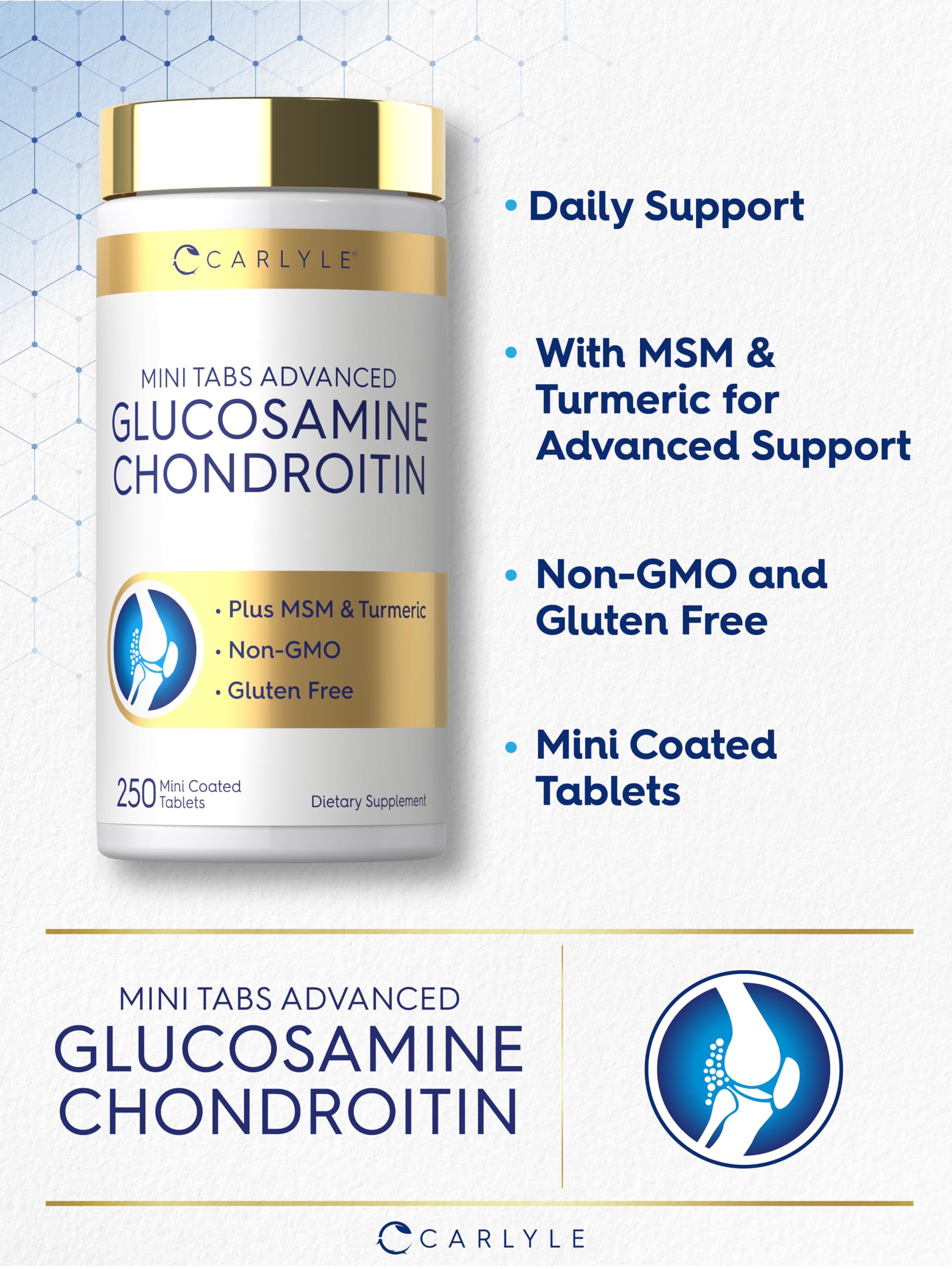 Carlyle Glucosamine Chondroitin MSM | 250 Mini Tablets — Amazon image 4
