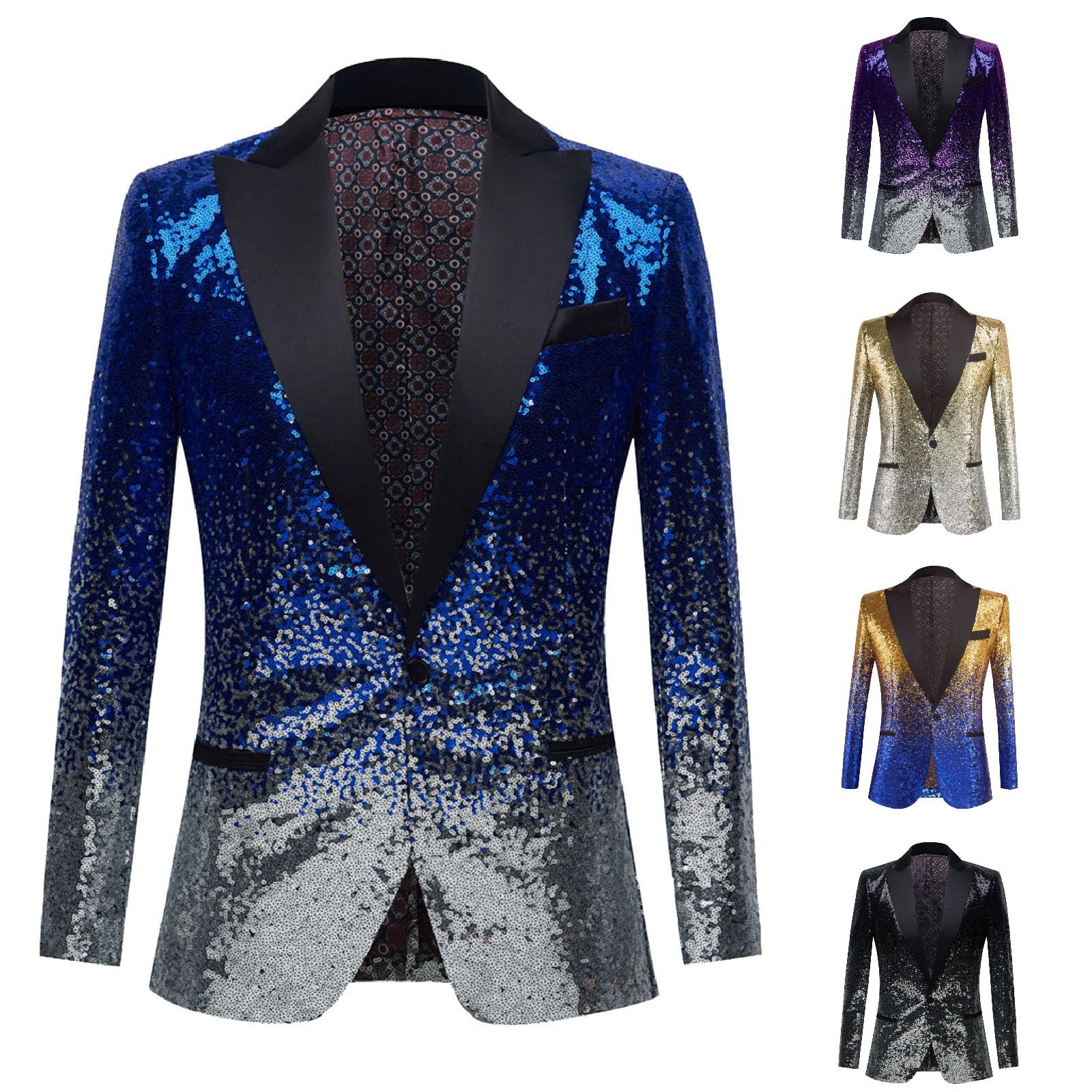 Herren Pailletten Blazer Glitzer Pailletten Sakkos mit Schalkragen Blitzende Smokingjacke Einfachheit Sakko Anzug Mantel Elegant Formelle Anzugjacke Geeignet Regular Fit