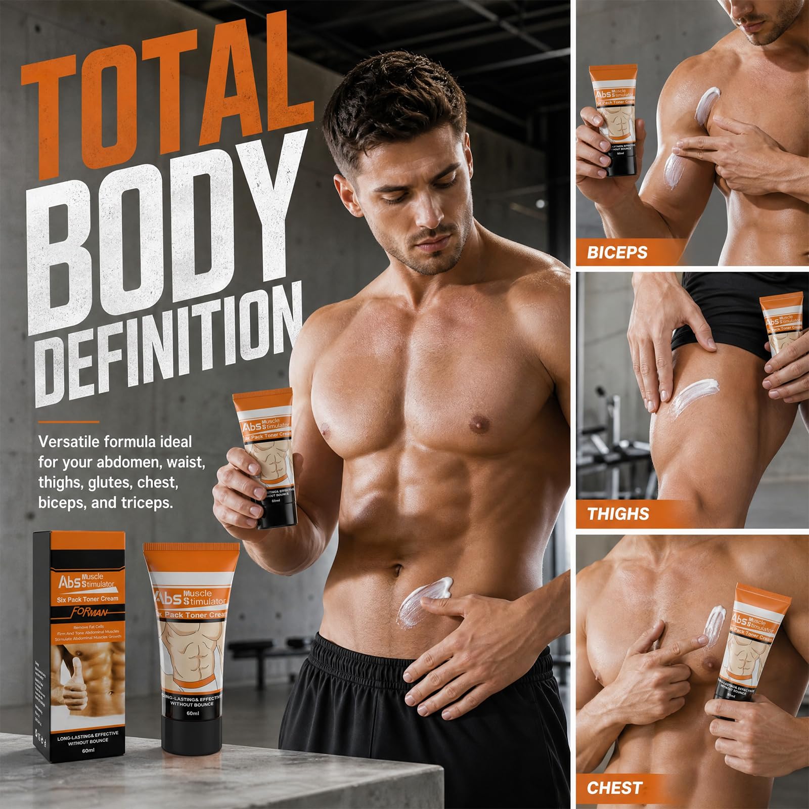Crema Abdominal 2 Piezas, Crema De Masaje Con Efecto Calor, Gel Corporal Para Fitness Y Entrenamiento