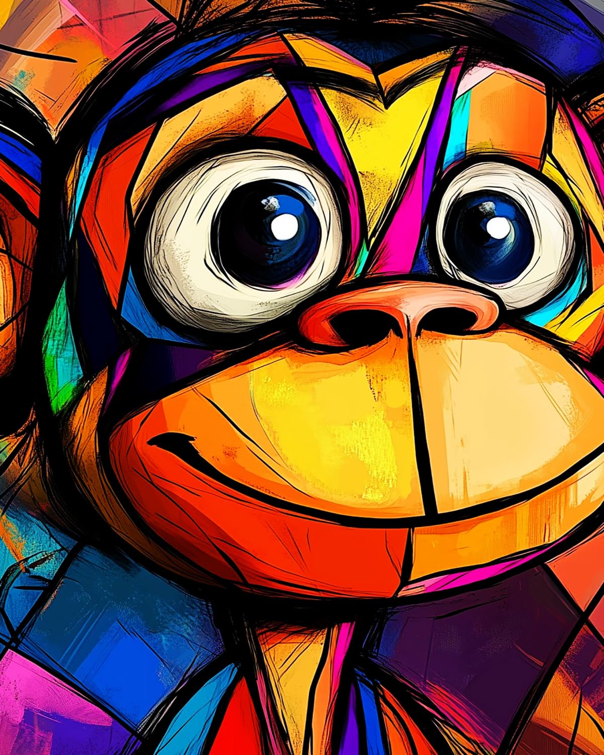 Liubaishi Multicolour Paint By Numbers For Adults, Colourful Monkey, 40X50 Cm, Acrylic On Canvas, With 3 Brushes