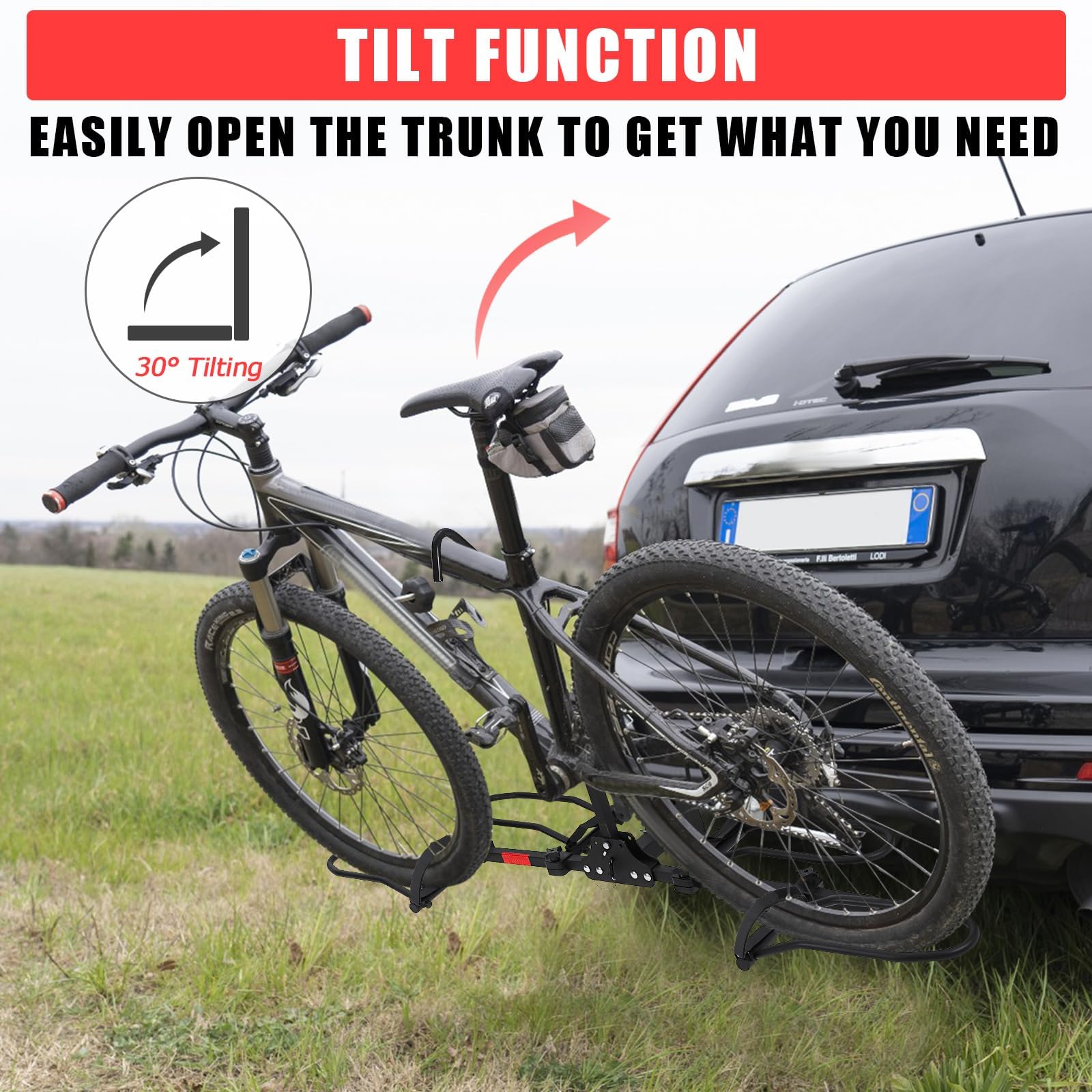 GarveeLife Fahrradträger Anhängerkupplung 2 Fahrräder | Faltbarer Kupplungsträger für 2 Fahrräder oder E-Bikes bis 81kg. Mit Anti-Wackel-System und Abklappfunktion