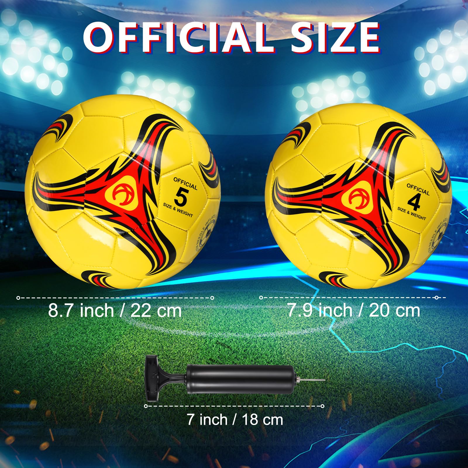 Deekin 6 Pcs Soccer Ball Bulk with Pump Size 5/4/3 Soccer Ball for Indoor Outdoor Sport Practice Competition Sport Training Accessories for Youth Adults(Size 4,Stylish)