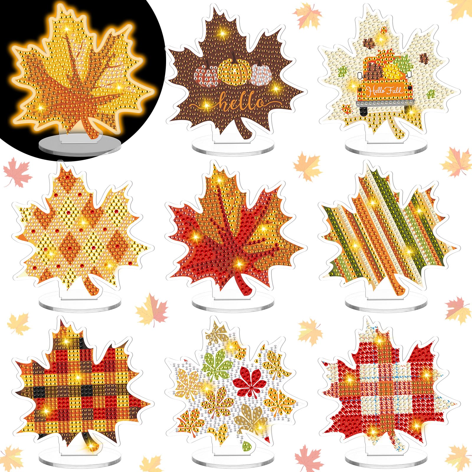 Snapklik.com : 9 Pcs Luminous Thanksgiving Diamond Painting Tabletop ...