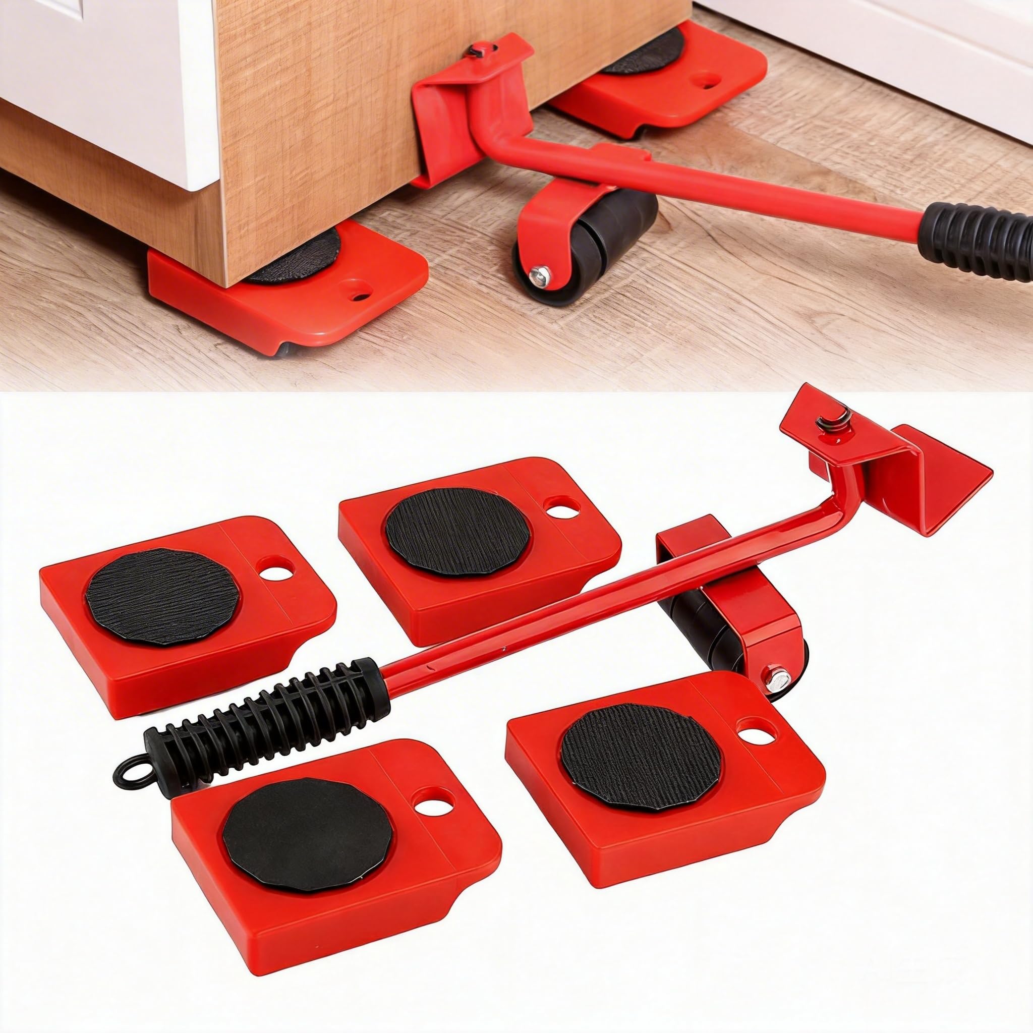 Mover muebles pesados ya no cuesta: kit de palanca y ruedas deslizadoras para mudanzas