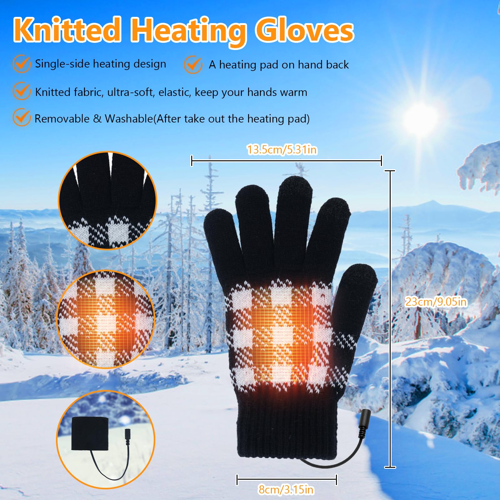 Shinkuro Guanti riscaldati USB, Unisex Guanti touchscreen Elettrico Ricaricabile Sottile Termico Temperatura regolabile Traspirante Morbido Regalo d'inverno, Adatto per il ciclismo, lo sci