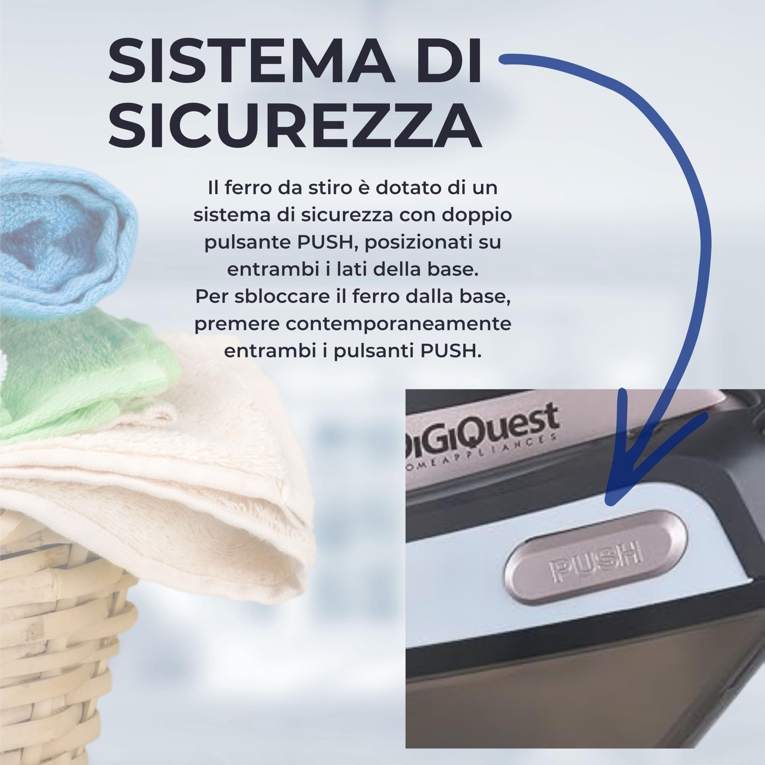 Digiquest Ferro da stiro 2400W con caldaia e piastra in ceramica con display a led, serbatoio trasparente, ricarica acqua continua, colpo di vapore STEAMY BOILY (2400W CALDAIA)