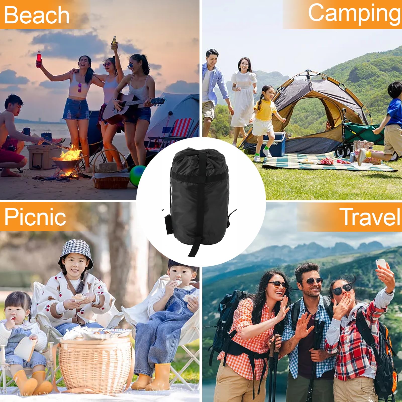 Worek Kompresyjny, 2 Szt. Tkanina Oxford Outdoor Camping Śpiwór Wodoodporna Torba Podróżna Dla Dorosłych Kompresja Do Przechowywania śpiworów Ubrania