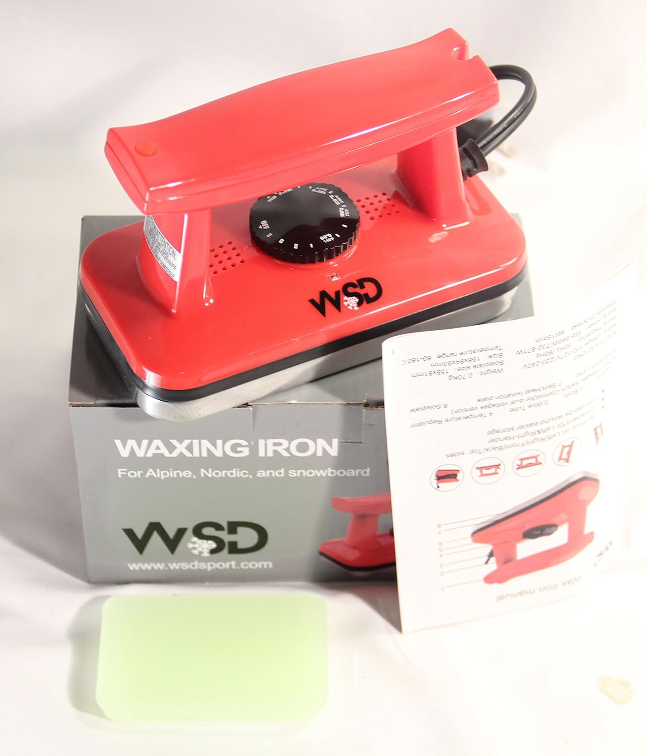 wsd Ski Snowboard Wax Iron ski Tune Up Waxing Iron Textured Dimpled Base Plate with Bonus Wax bar New