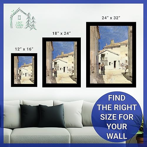 Miniatura 6 de Cabaña perdida una calle en Denia España por Childe Hassam  Impresión en marco plano negro  Reproducción de pinturas de obras de arte finas  Póster