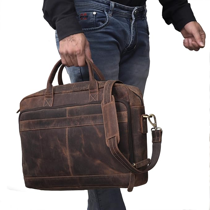 Maletín de cuero para laptop unisex 16 pulg miniatura 9