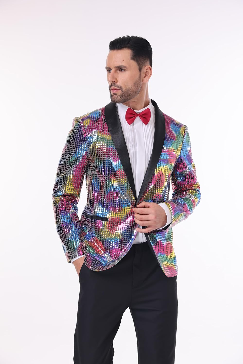 Nawgut Sequin Blazer Sparkle Suit Disco Prom Jacket Party Shiny Tuxedo Banquet Celebration Fashion Sport Coat for Mens Adult - Image 4