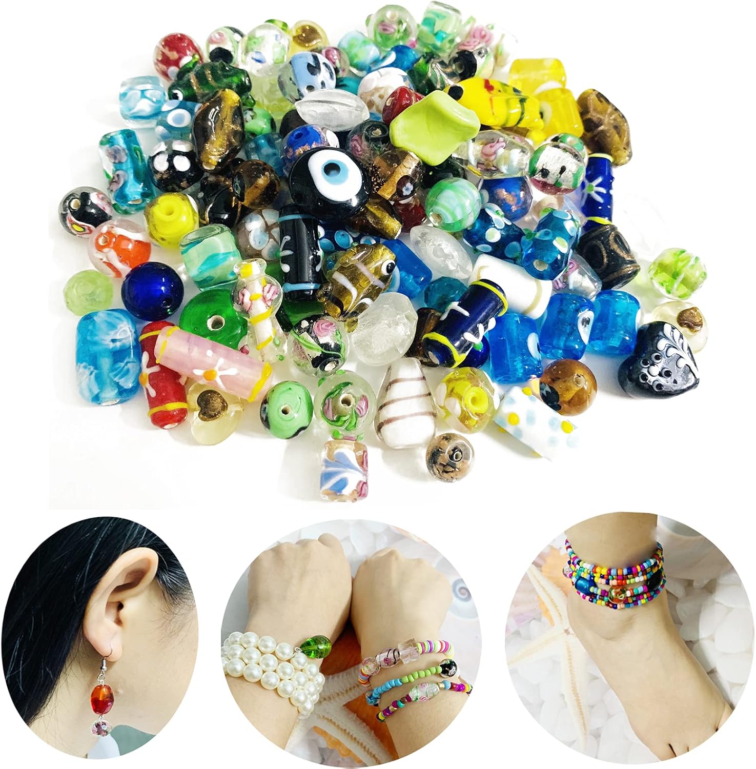 Glorex 6 1630 343 - Set di Perle di Vetro turchesi e Verdi assortite, Adatte per la creazione di Gioielli, bracciali, collane, Accessori o Come Decorazione