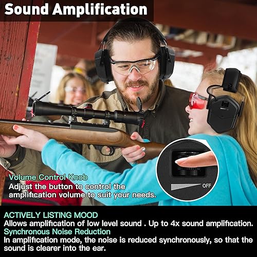 Miniatura 4 de COOZMENT Protección auditiva electrónica para disparos con amplificación de sonido. Orejeras con cancelación activa de ruido para disparorango de
