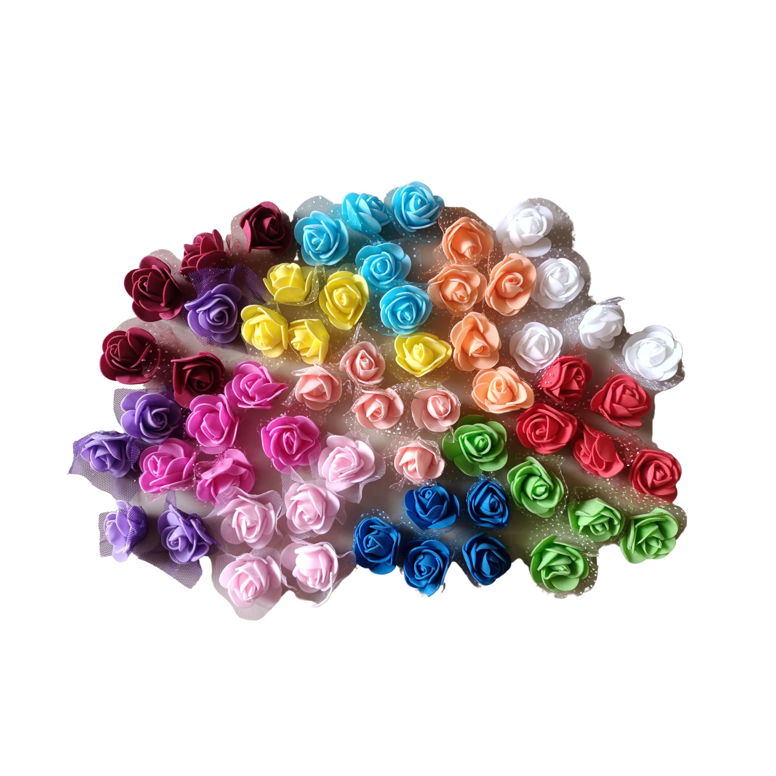 PEACHES & PINK Artificial Small Foam Rose Flowers for Decoration Art & Craft Work Hair Styling Tiara Making Gift Packing Card Making (Multi)