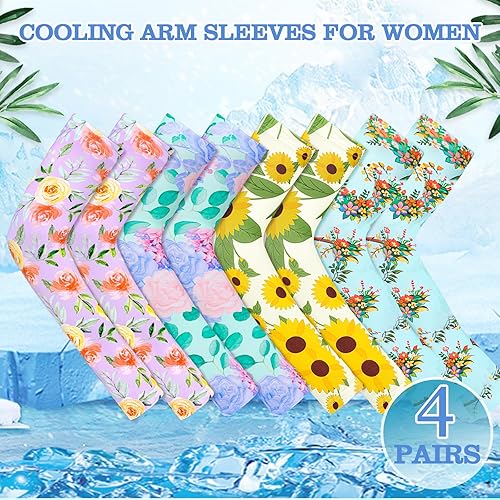 Miniatura 21 de 4 Pairs Gardening Sleeves Anti-Slip Arm Protection with Thumb Hole Sun Sleeve Cooling Arm Sleeves for Women Men Outdoor