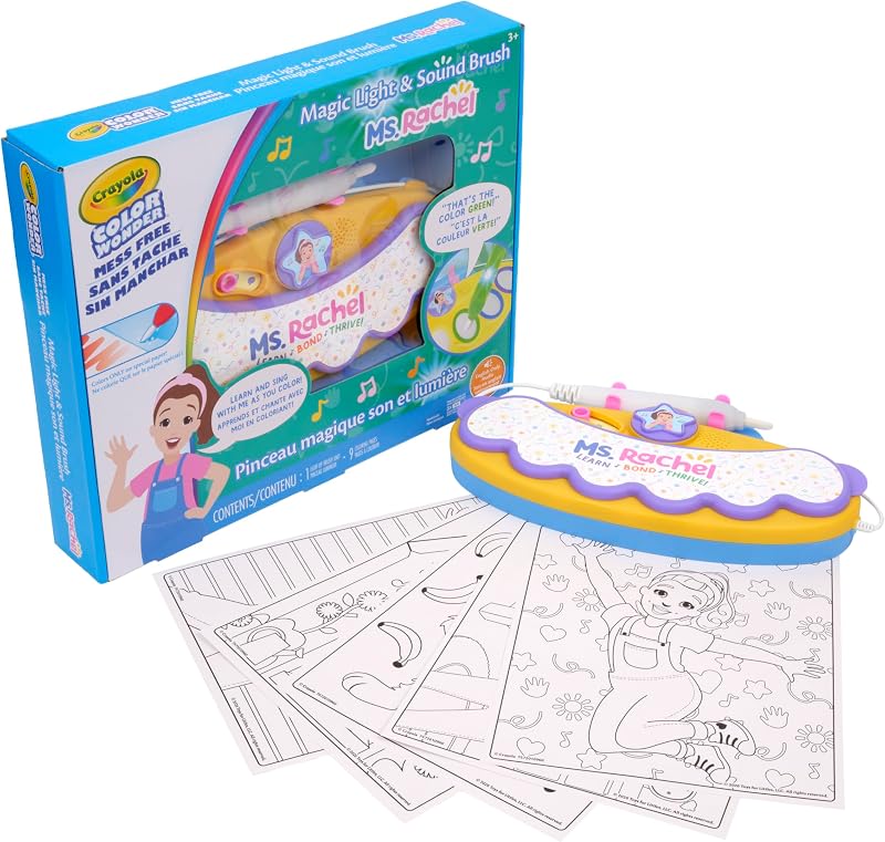 Ms Rachel Color Wonder Magic Light Brush, Mess Free Coloring Toy 3+ | Paint Set for Toddlers, Musical Ms Rachel Toys, No Mess Painting, Birthday Art Gift for Kids, Screen Free Arts & Crafts
