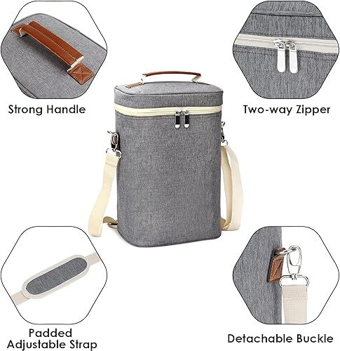 Miniatura 7 de Bolsa de vino para 4 botellas, lona encerada aislada acolchada para viajes, fiestas, playa, deshierbe, el mejor regalo para los amantes del vino,