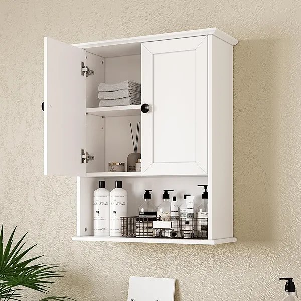 Chyanmoo White Medicine Cabinet, 24x30 Inch Bathroom Cabinet Storage with 2 Doors and Adjustable Shelves,Over The Toilet Storage Cabinet, Above Toilet Storage Cabinet for Small Spaces