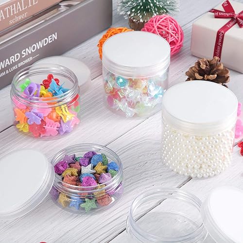 Miniatura 4 de SATINIOR Paquete de 12 tarros de plástico de 4 onzas con tapas, redondos, transparentes, para artículos de tocador, loción, crema, ungüentos