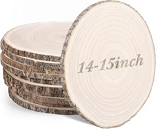Tioncy 10 Pack Large Wood Slices for Centerpieces Unfinished Rounds Wood Slabs for Tables Decor Natural Wooden Circle for DIY Crafts Rustic Wedding Centerpiece Decor (14-15 Inch)