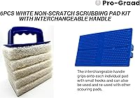 Vista 4 de Limpiador de baño con mango de 6 piezas, cepillo de esponja de limpieza resistente, almohadillas de limpieza para baño, blanco, antiarañazos, quitar