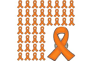Orange Ribbon Pin Leukemia Kidney Cancer Multiple Sclerosis Awareness Hope Brooch Pin...