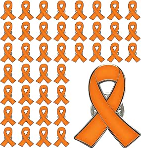 Amazon.com: Lot 25/50/100/Pcs Orange Ribbon Pin Leukemia Kidney Cancer ...