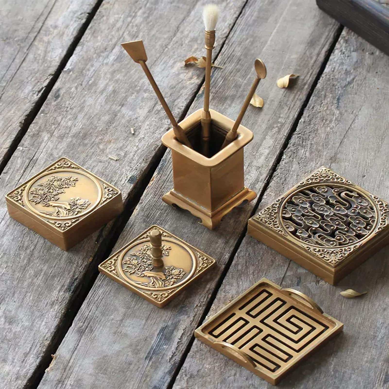Kit de 9 Piezas para Hacer Incienso de latón, Torre de reflujo, moldes para Conos de Incienso, Juego de Herramientas para purificar el Incienso, Yoga, meditación y SPA.