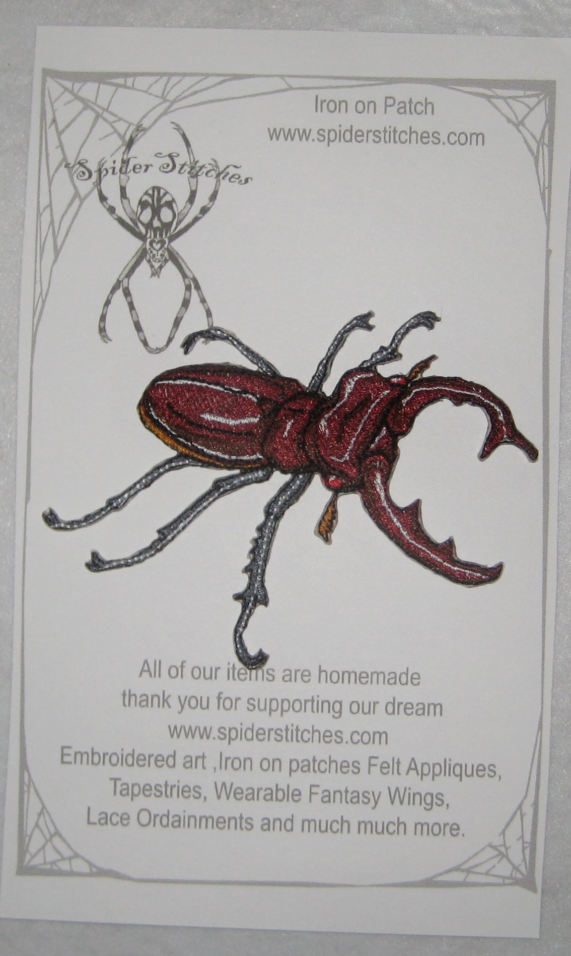 Spider Stitches Elephant Stag Beetle Lucanus elaphus Iron on Patch