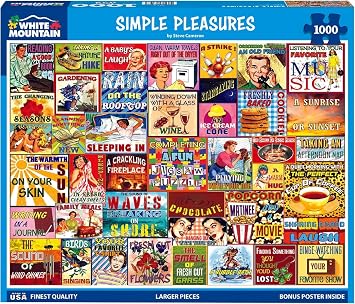 White Mountain 1000 Piece Jigsaw Puzzle Funny Collage Puzzles with Large Pieces Gift for Adults and Family 24"x30" - Simple Pleasures