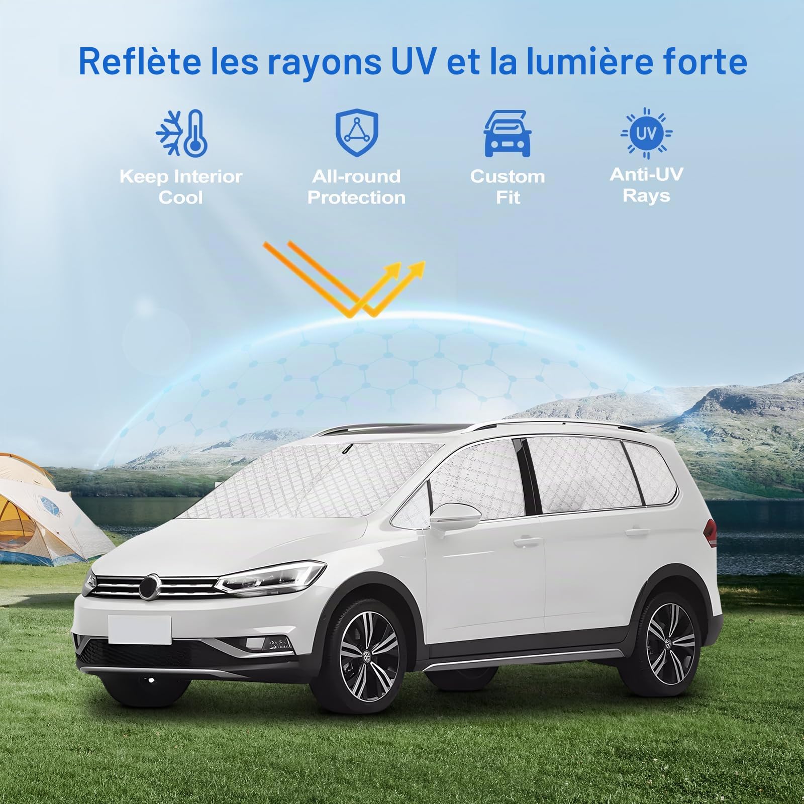 ZATOOTO Pare Soleil Voiture pour VW Touran 2016-2024, Pare-Vue Voiture | Occultation Vitre Voiture, Kit Complet Isolation Thermique, Pare-Brise Avant, Vitres Latérales et Arrière, Montage Facile