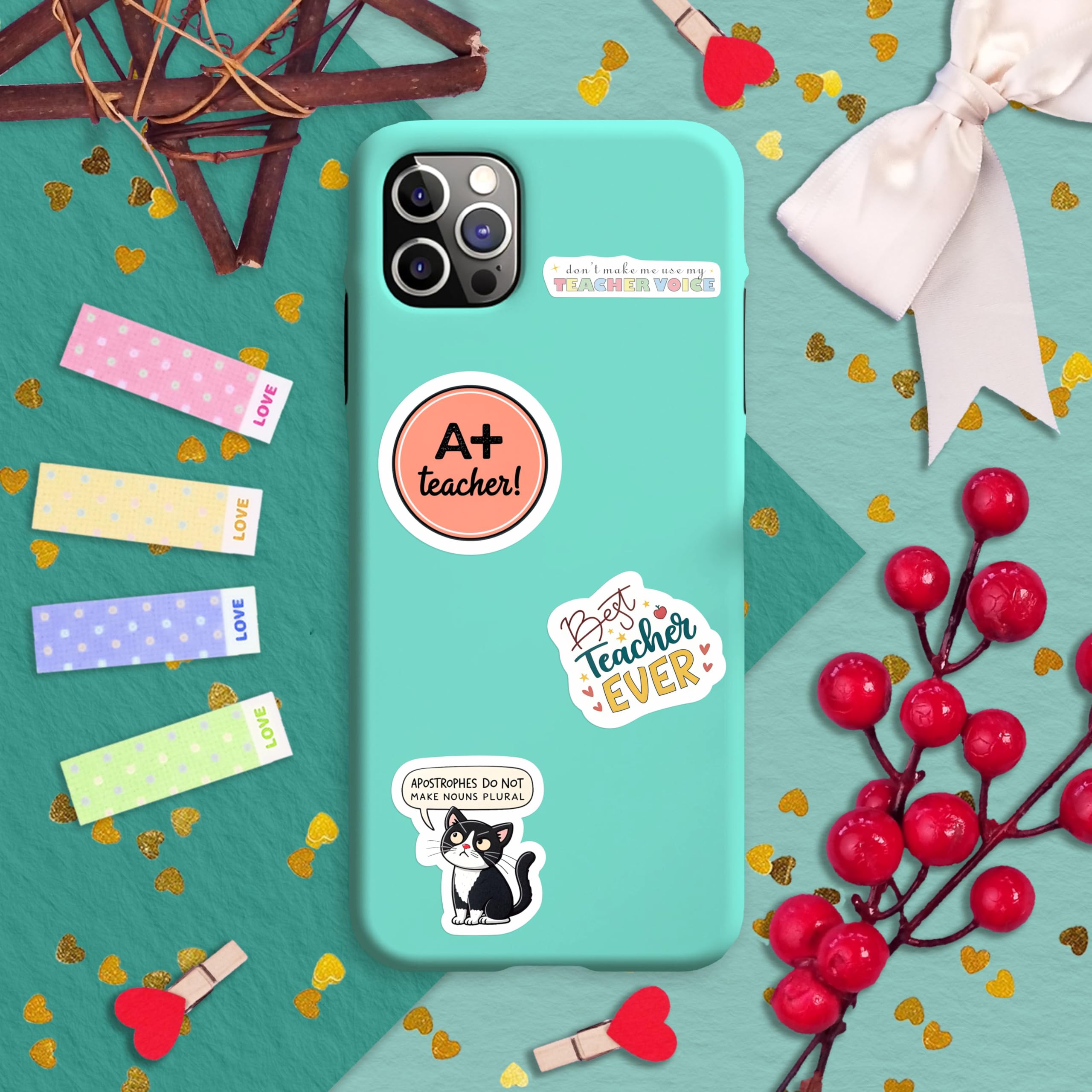 100Pcs Funny Teacher Stickers for Laptop, Water Bottles and Planner - Funny Teacher Gifts Appreciation - Gift for Women & Men