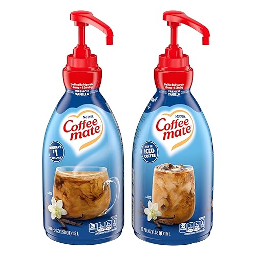 Nestle Coffee mate Coffee Creamer, French Vanilla, Concentrated Liquid Pump Bottle, Non Dairy, No Refrigeration, 50.7 fl oz (Pack of 2) - French Vanilla