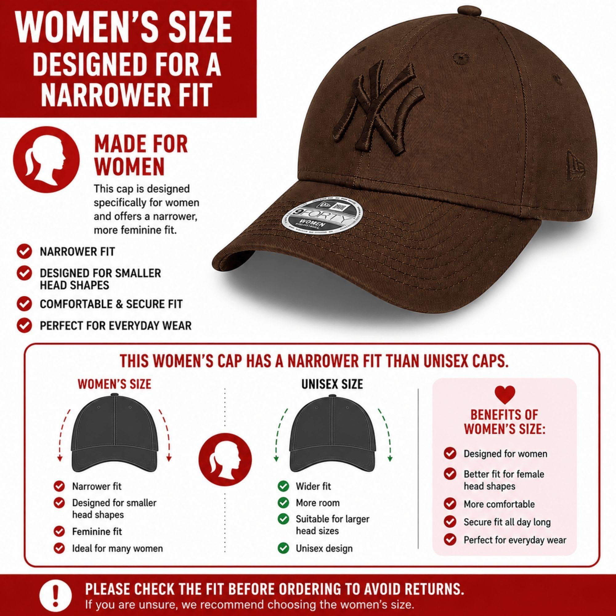 New Era New York Yankees MLB League Essential Tonal Walnut 9Forty regulowana czapka damska