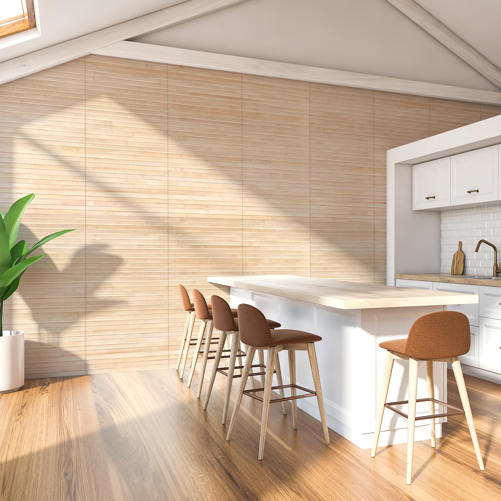 Art3d Panel de pared de bambú natural para decoración de paredes interiores, paneles renovables para pared, techo, muebles, gabinetes, oficinas, 30 x 244 cm, carbonizado