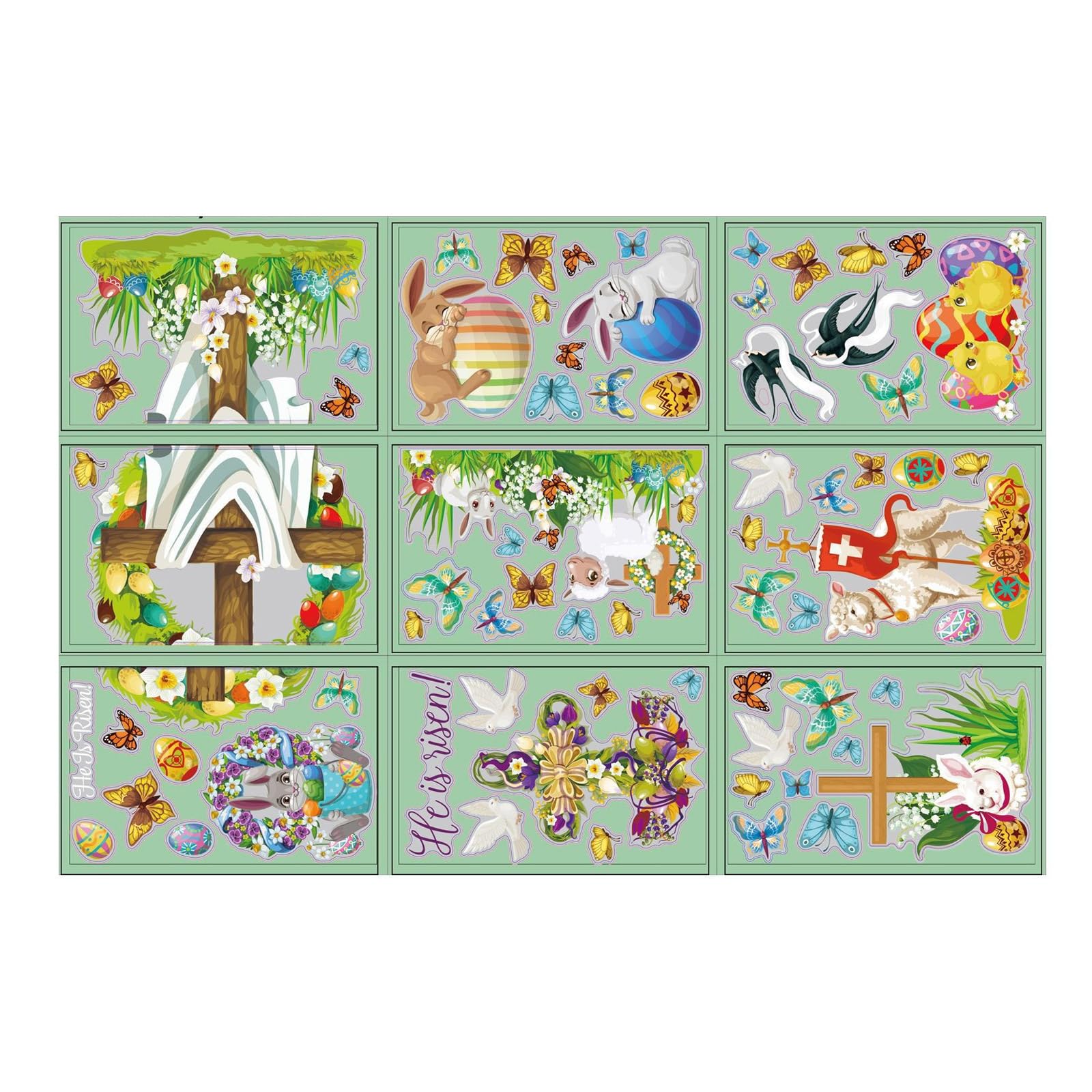 Kalttoy Multicolor Holiday Electrostatic Cling Window Decal For Home And Decoration Stickers Easy To Apply And Remove 9Pcs / Set Cling Stickers
