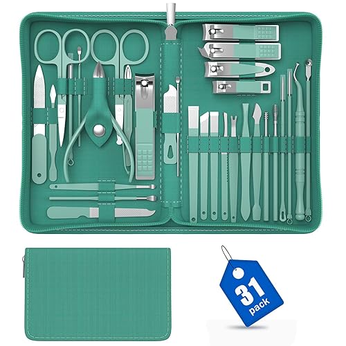 Miniatura 1 de Juego de cortaúñas de manicura, kit de pedicura de manicura de acero inoxidable, kit de aseo profesional, con lujoso estuche de viaje