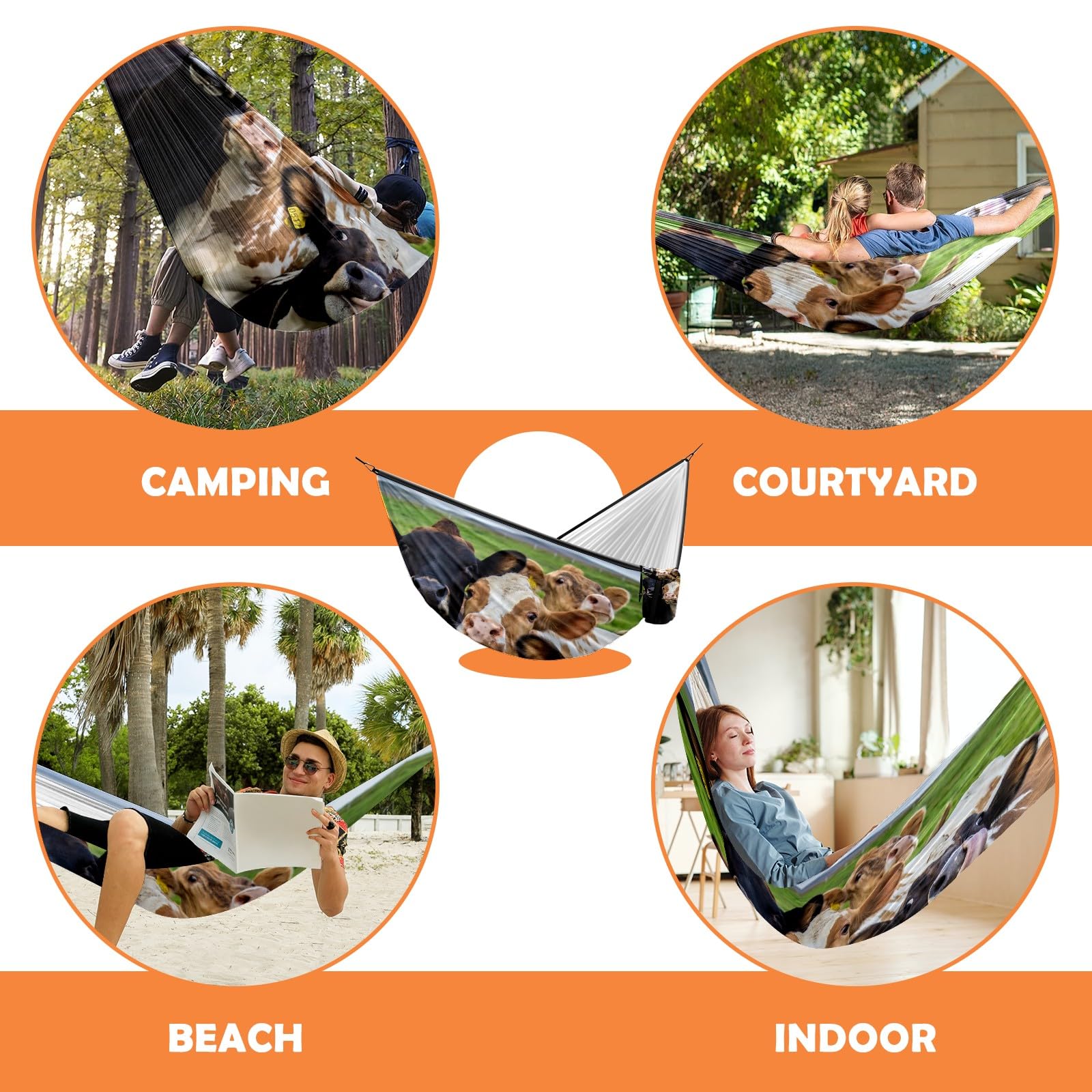 Hamac de camping en plein air avec 2 sangles d'arbre, léger et portable en nylon robuste pour randonnée, voyage, plage, jardin, terrasse, randonnée