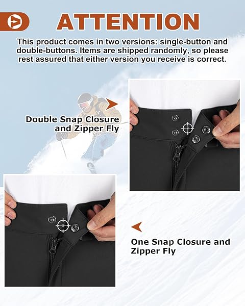 Outdoor Ventures Men's Lite Waterproof Windproof Fleece Lined Warm Hiking Ski Snow Pants Expandable-Waist - 4