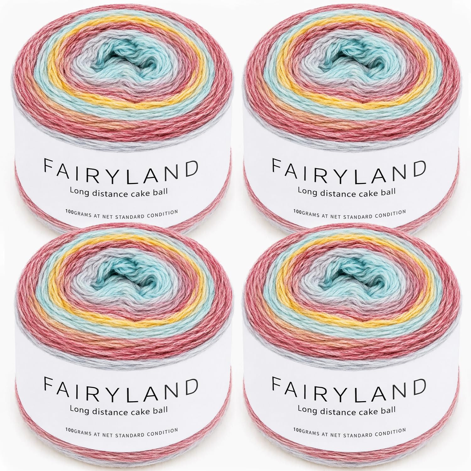Gradient Yarn Cake 4 x 100g, Crochet Yarn for Crochet and Knitting, Ombre Yarn Cakes, Soft Multicoloured Yarn for Scarves, Shawls, Blankets and DIY Crafts(1167)