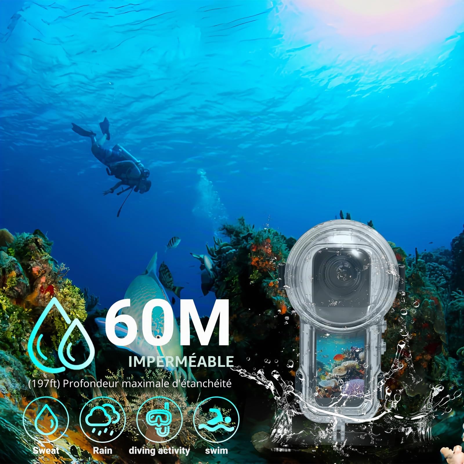 Étui de plongée invisible pour Insta360 X5