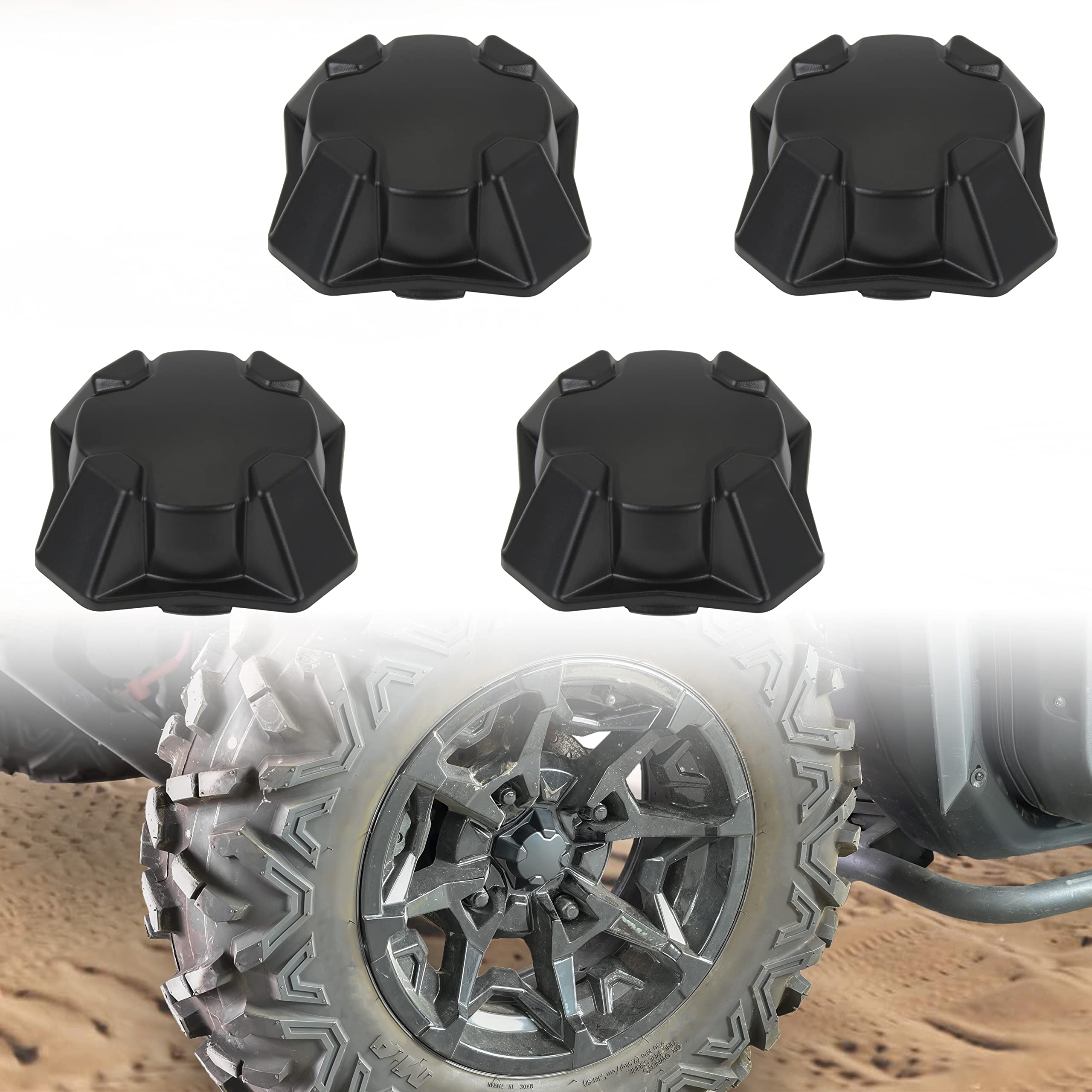 KATIMOTO Tire Wheel Hub Caps for Can-Am Defender 15-21, Wheel Center Hub Caps Black Dust Center Hub Cap Covers for Can Am Defender/Commander/Outlander/Maverick 2015-2021 Accessories (4PCS)