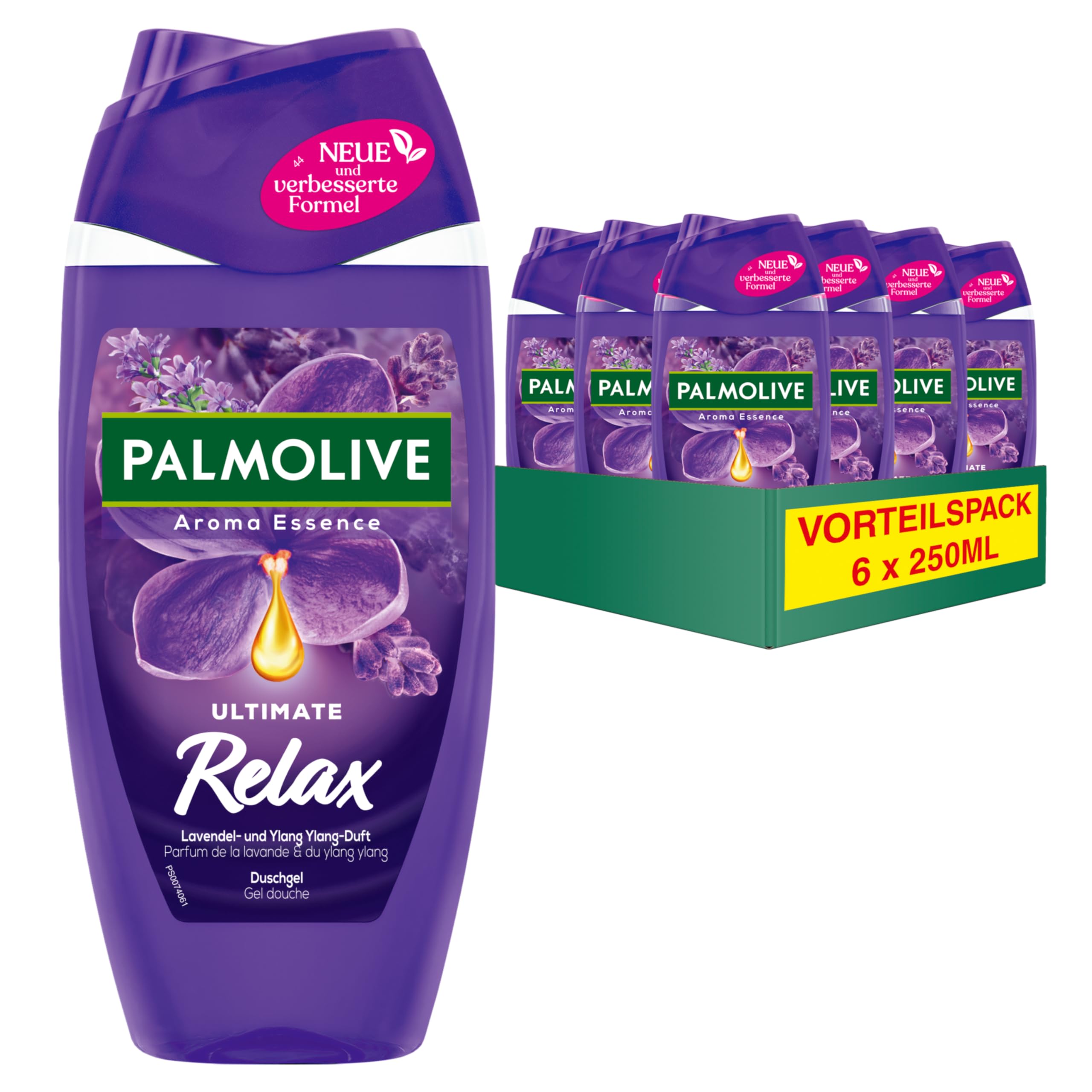 Palmolive Aroma Essence Ultimate Relax Duschgel 250ml *6- mit Lavendel- und Ylang Ylang-Duft