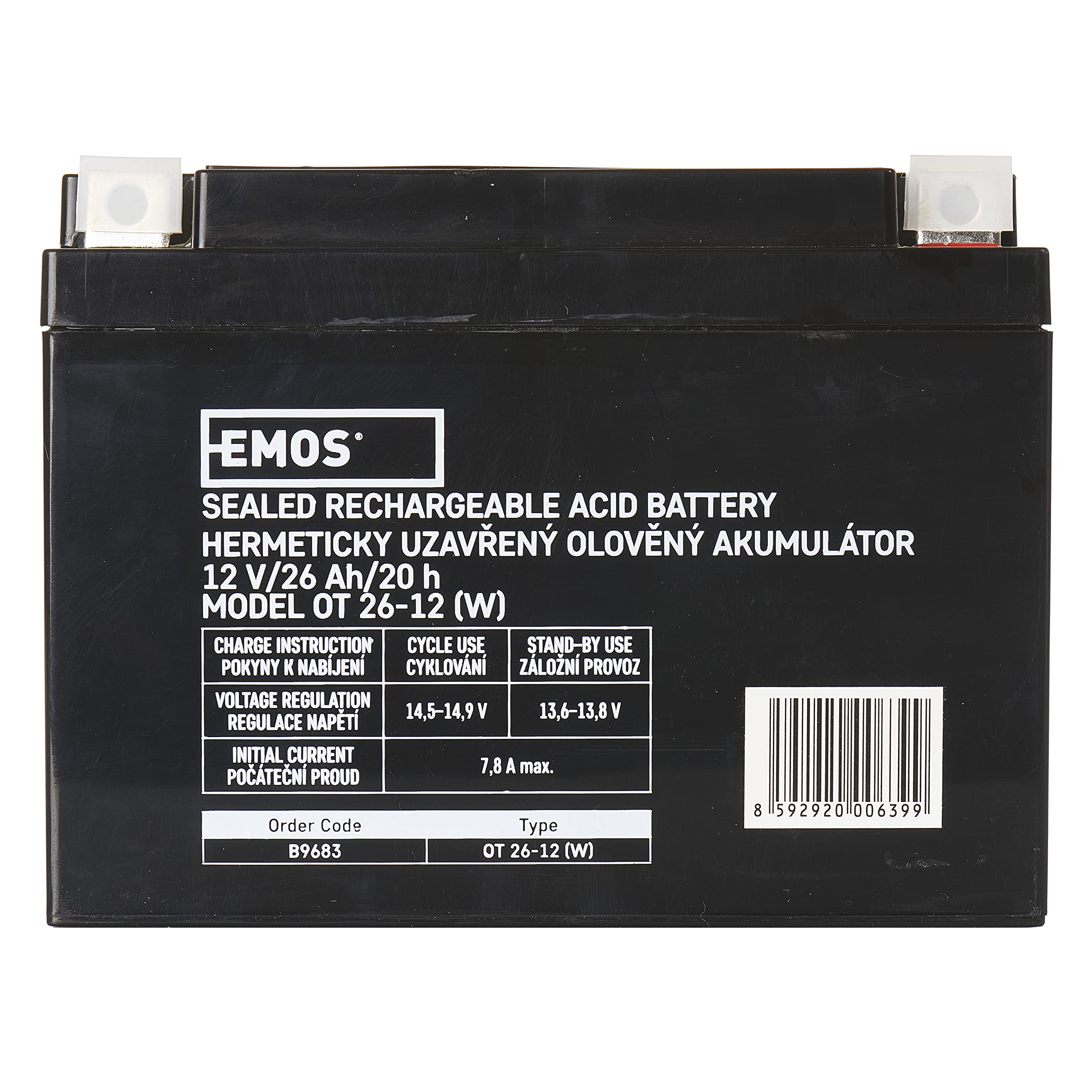 Emos acumulador sin mantenimiento de plomo 12 V, 26 Ah L2, 1 pieza, b9683