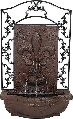 Miniatura 21 de Sunnydaze French Lily - Fuente de agua de pared Polystone de 33 pulgadas para exteriores, bomba sumergible eléctrica, acabado de piedra florentina