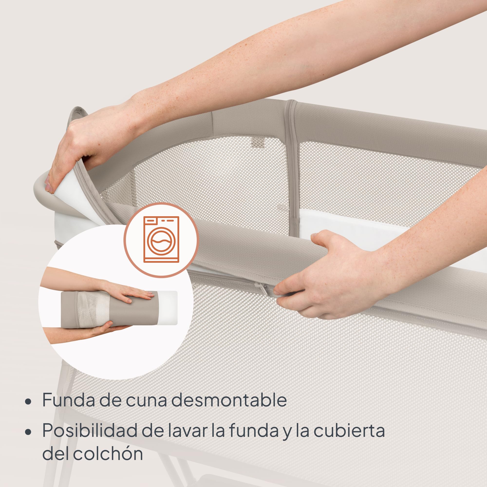 lionelo Luna Cuna de colecho portátil con colchon Cuna de Viaje Bebe co-Sleeping Desde recién Nacido hasta los 9 kg Altura e inclinación Regulables 4 Ruedas con Bloqueo ventilada